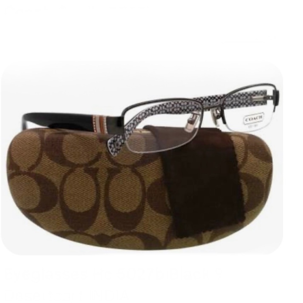 Authentic Coach Cecily HC 5027B Silver & Black Half-Rim Eyeglass Frames